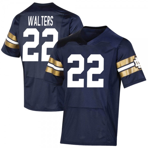 Justin Walters Notre Dame Fighting Irish NCAA Youth #22 Navy Premier 2021 Shamrock Series Replica College Stitched Football Jersey NBG1855CQ